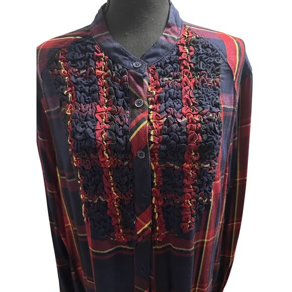 Melissa McCarthy- Plaid Tunic Dress Ruffle Flannel - 1X - Picture 3 of 10